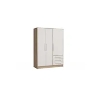 armoire dressing blanc et aspect chêne clair 3 portes - faro 64180026