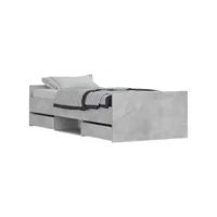 supersleep cadre de lit tête de lit et pied de lit gris béton 90x200cm 203x93x50cm