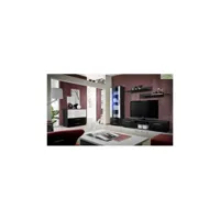 ensemble meuble tv mural galino b avec led - corps noir mat/ front noir et blanc de haute brillance 23 zswh gb