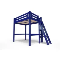 lit mezzanine adulte bois + échelle hauteur réglable alpage 140x200  bleu foncé alpagech140-df