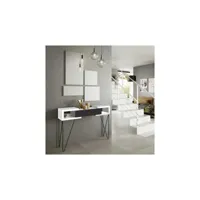 console + miroir blanc-laque marron - soldia - l 110 x l 29 x h 77.6 cm - neuf
