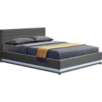 lit led avec coffre anastasia - 160 x 200 - gris foncé