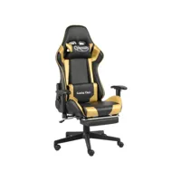 chaise de bureau pivotante avec repose-pied chaise gamer  fauteuil de bureau doré pvc meuble pro frco17419