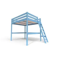 lit mezzanine bois avec échelle sylvia 160x200  bleu pastel sylvia160ech-bp