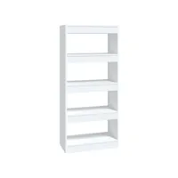 bibliothèque/cloison blanc 60x30x135 cm bois d'ingénierie