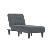 fauteuil scandinave chaise longue charge 110 kg gris foncé velours ,55x140x70cm