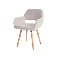 6x chaise de salle à manger altena ii, fauteuil, design rétro des années 50 ~ tissu, crème/gris