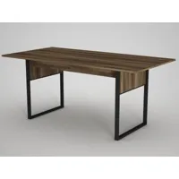 table de salle à manger style industriel jitske bois foncé et métal noir