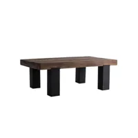 table basse rectangulaire pin massif recyclé foncé et noir pella