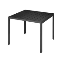 tectake table de jardin carrée maren pieds réglables 90 x 90 cm x 74,5 cm - noir 402954