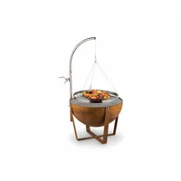 braséro avec barbecue - blumfeldt fire globe - ø 60cm acier - brun