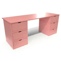bureau long en bois 6 tiroirs cube  rose pastel bur6t-rosepas