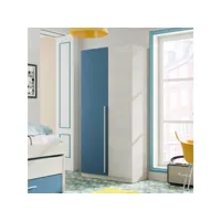armoire 2 portes battantes bois blanchi-bleu - riverside - l 90 x l 52 x h 200 cm