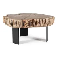 table basse en bois d'acacia et pieds acier kera l 70 cm