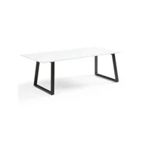 table basse 120x60 cm céramique blanc pieds luge - oregon 02
