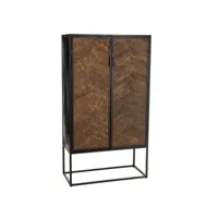 meuble de rangement jeno métal-bois de manguier noir et marron 20100991067
