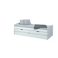 lit gigogne avec tiroirs/rangements ried 90x200 cm pin massif blanc