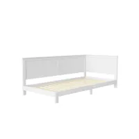 lit capitonné pour enfants en bois massif 90x200cm,blanc