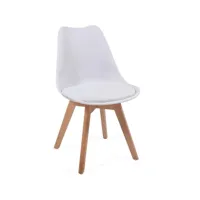 lot de 8 chaises de salle à manger scandinaves assise rembourré pieds en bois hêtre rétro chaise pour salon chambre cuisine bureau blanc helloshop26 01_0000728