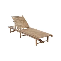 bain de soleil - transat - chaise longue de jardin avec coussin bambou togp29771