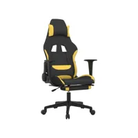fauteuil gamer - chaise gaming - chaise de bureau ergonomique avec repose-pied noir et jaune tissu pwfn98490