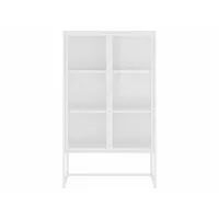 vitrine blanche 80x35x135 cm acier et verre trempé