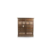 commode grainetier 14 tiroirs bois 85x33x98.5cm - marron - décoration d'autrefois