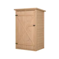 armoire abri de jardin remise pour outils - grande porte verrouillable loquet - 2 étagères - toit bitumé incliné bois de sapin pré-huilé