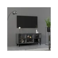 meuble tv  - armoire de salon  banc tv avec pieds en métal gris brillant 103,5x30x50 cm -neww32160