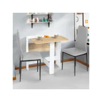 table console pliable edi 2-4 personnes bois blanc plateau façon hêtre 103 x 76 cm