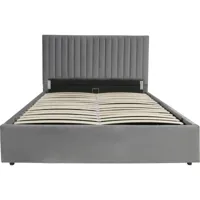 lit avec coffre mia - 140 x 190 cm - gris