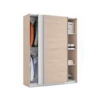 armoire placard / meuble de rangement coloris effet bois / blanc - hauteur 200 x longueur 150 x profondeur 62 cm