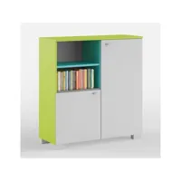 bibliothèque basse fresh 100cm blanc et vert anis azura-7344