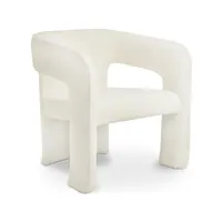 chaise de salle à manger en bouclette fausse fourrure tapissée - boucles blanches - ashley blanc