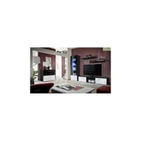 ensemble meuble tv mural galino b avec led - corps noir mat/ front blanc et noir de haute brillance 23 zwhs gb