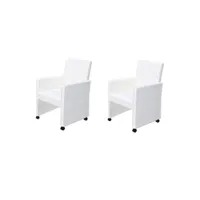 lot de 2 fauteuils chaise de salle à manger salon entrée avec roulettes blanc helloshop26 1902067