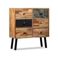 buffet bahut armoire console meuble de rangement latérale avec 6 tiroirs teck massif de récupération marron helloshop26 4402111