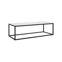 table basse noir avec verre marbre blanc 120x50x35 cm