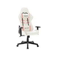 chaise de bureau fauteuil de bureau  chaise gamer blanc et rose cuir artificiel meuble pro frco62935