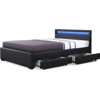 lit led avec 4 tiroirs nico - 160 × 200 cm - noir