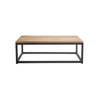 table basse rectangulaire bois clair manguier massif et métal noir l120 cm factory