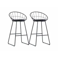 lot de deux tabourets de bar design chaise siège synthétique noir acier helloshop26 1202176