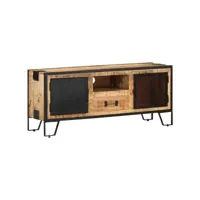 meuble tv  banc tv armoire de rangement 110x31x46 cm bois de manguier brut meuble pro frco67716