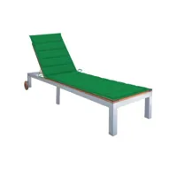 transat chaise longue bain de soleil lit de jardin terrasse meuble d'extérieur avec coussin bois d'acacia et acier galvanisé helloshop26 02_0012314