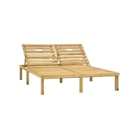 transat chaise longue bain de soleil lit de jardin terrasse meuble d'extérieur double bois de pin imprégné de vert helloshop26 02_0012743
