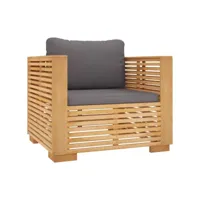 vidaxl fauteuil de jardin avec coussins gris foncé bois de teck massif