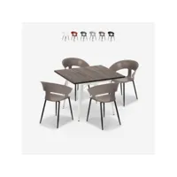 ensemble table à manger 80x80cm bois métal et 4 chaises cuisine restaurant design reeve white