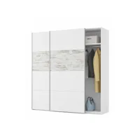 armoire avec 2 portes coulissantes coloris blanc / artic vintage - longueur 180 cm x hauteur 200 cm x profondeur 60 cm