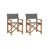 lot de 2 chaises de metteur en scène pliantes, fauteuil relax bois de teck massif style moderne, pour salon salle à manger bureau meuble pro frco83719