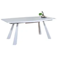 table à manger design extensible blanc laqué et pieds acier blanc siroka 180 à 230 cm